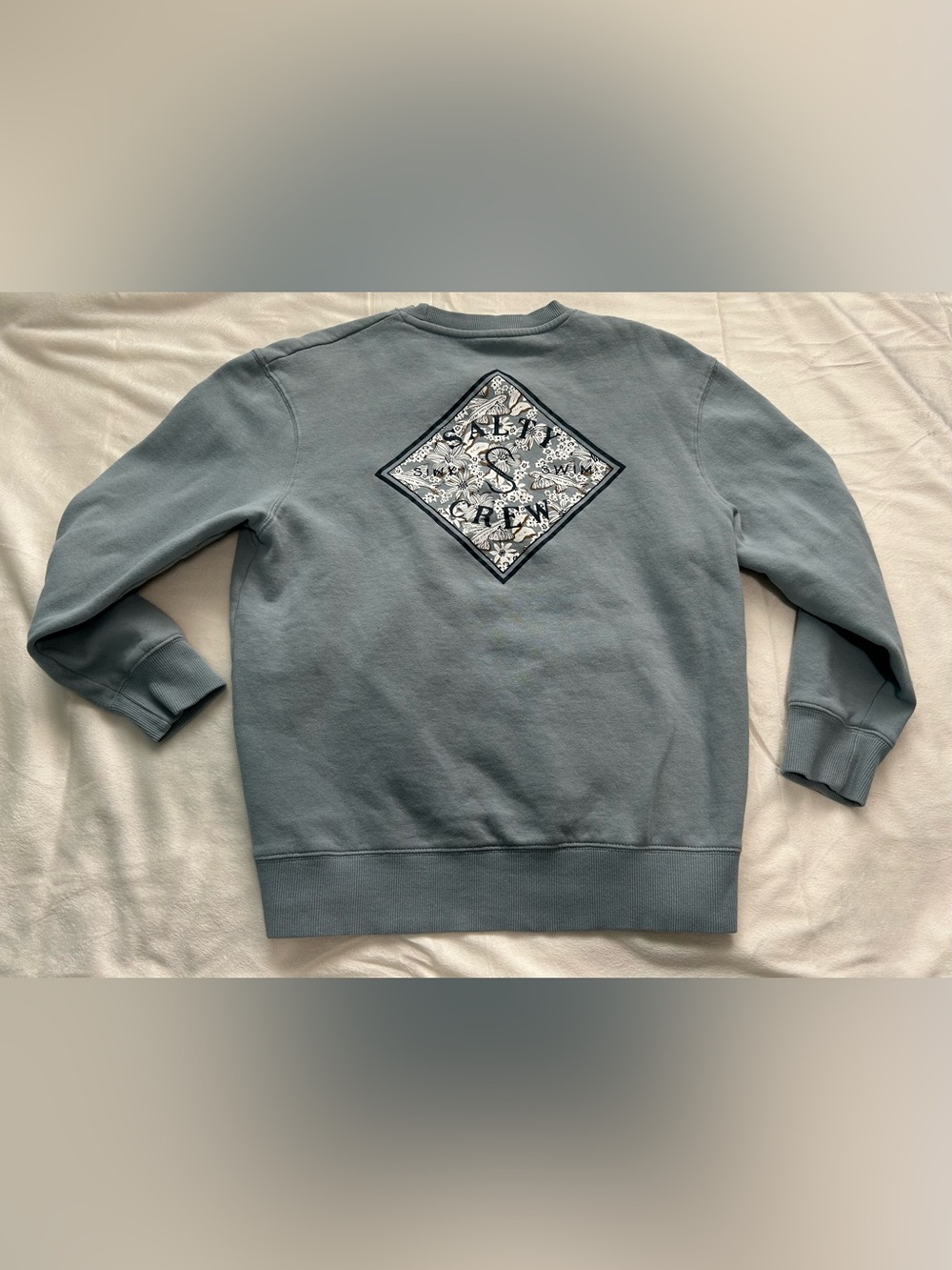 Salty Crew Slate Blue Floral Diamond Back Crewneck Sweatshirt sz:small